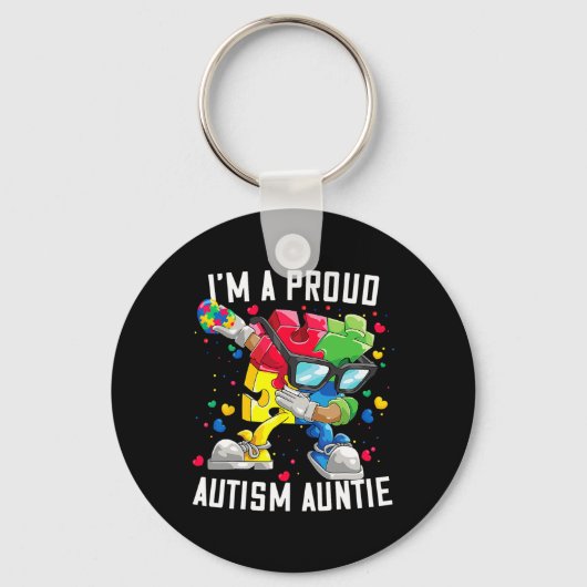 Ik ben een trotse autisme-tante Autisme bewustzijn Sleutelhanger (Voorkant)