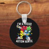 Ik ben een trotse autisme-tante Autisme bewustzijn Sleutelhanger (Voorkant)