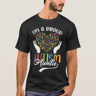 Ik ben een trotse autisme-tante autisme-puzzelhart t-shirt