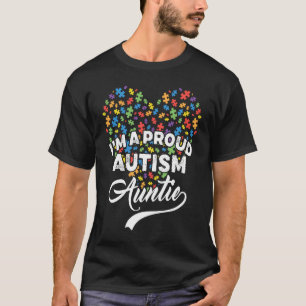 Ik ben een trotse autisme-tante autisme-puzzelhart t-shirt