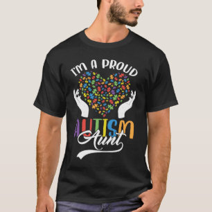 Ik ben een trotse autisme-tante autisme-puzzelhart t-shirt