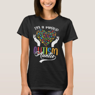 Ik ben een trotse autisme-tante autisme-puzzelhart t-shirt