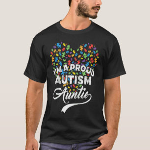 Ik ben een trotse autisme-tante Autisme-puzzelhart T-shirt