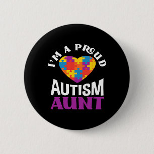 Ik ben een trotse autisme tante puzzel hart autism ronde button 5,7 cm