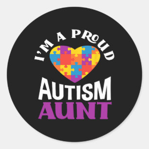Ik ben een trotse autisme tante puzzel hart autism ronde sticker
