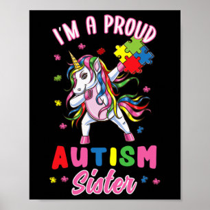 Ik ben een trotse autisme zus autisme bewustzijn poster