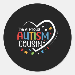 Ik ben een trotse neef liefde hart autisme bewustz ronde sticker