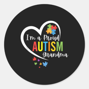 Ik ben een trotse oma liefdeshart Autisme bewustzi Ronde Sticker