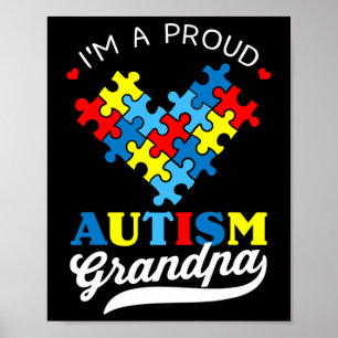 Ik ben een trotse opa Autisme bewustzijn Hart Auti Poster