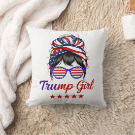 Ik ben een Trump Girl, Messy Bun Verkiezingen 2024 Kussen