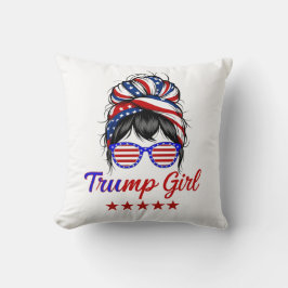 Ik ben een Trump Girl, Messy Bun Verkiezingen 2024 Kussen