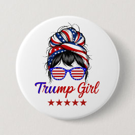 Ik ben een Trump Girl, Messy Bun Verkiezingen 2024 Ronde Button 7,6 Cm