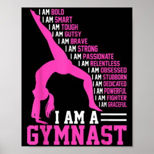 Ik ben een turnster motivatie handstand gymnastiek poster