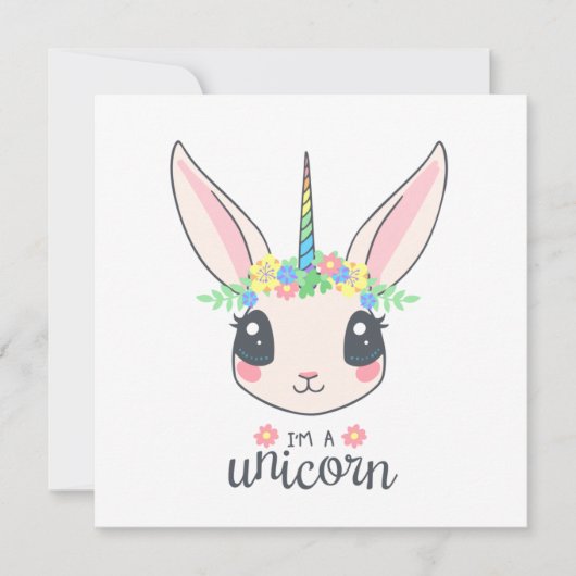 Ik ben een Unicorn Bunny (Cute Art for Girls) Kaart (Voorkant)