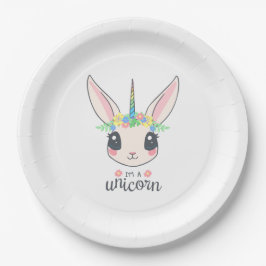 Ik ben een Unicorn Bunny (Cute Art for Girls) Papieren Bordje