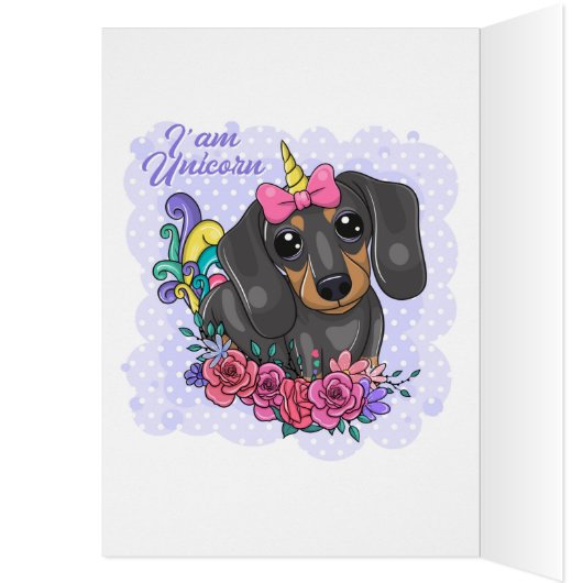 Ik ben een Unicorn Dachshund Wenskaart (Binnen (Links))