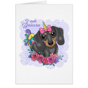 Ik ben een Unicorn Dachshund Wenskaart