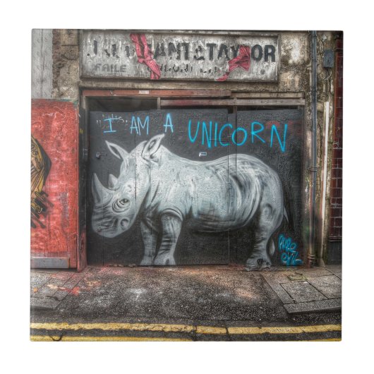 Ik ben een Unicorn, Shoreditch Graffiti (Londen) Tegeltje (Voorkant)