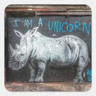 Ik ben een Unicorn, Shoreditch Graffiti (Londen) Vierkante Sticker