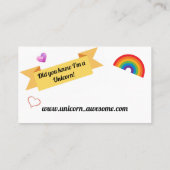 Ik ben een Unicorn Visitekaartje (Achterkant)