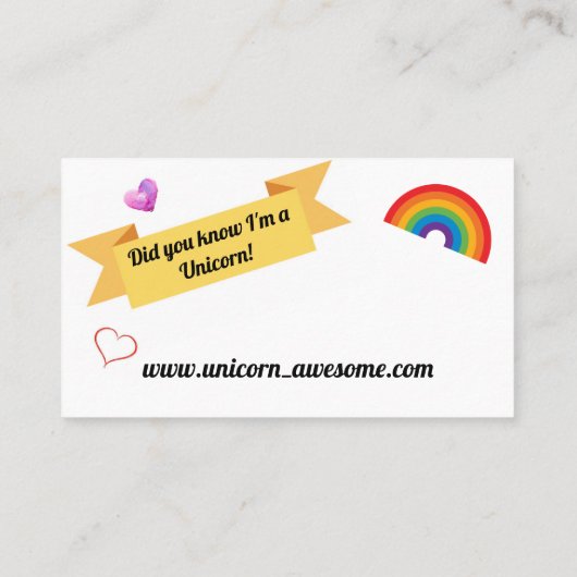 Ik ben een Unicorn Visitekaartje (Achterkant)