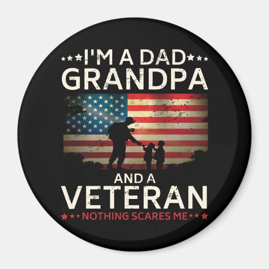 Ik ben een vader opa en een veteraan Cirkel Magneet (Voorkant)