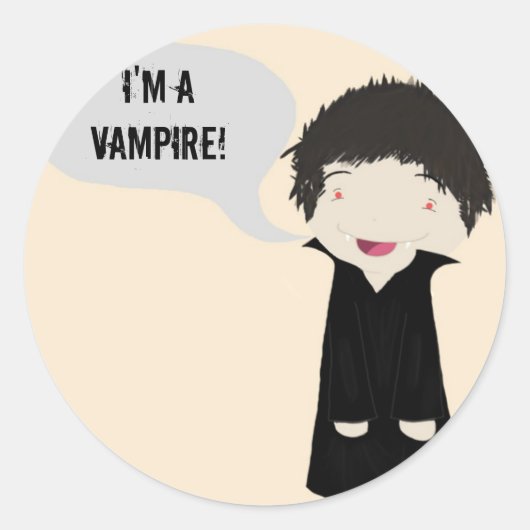 Ik ben een vampier! -sticker ronde sticker (Voorkant)