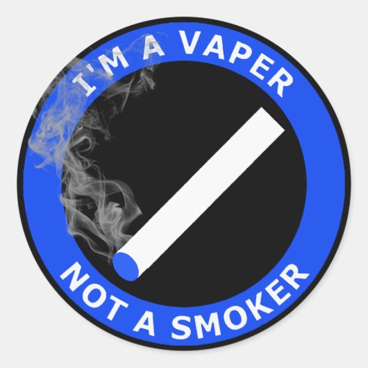 IK BEN EEN VAPER, GEEN ROKER RONDE STICKER (Voorkant)