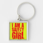 Ik ben een veiligheidsmeisje sleutelhanger (Voorkant)