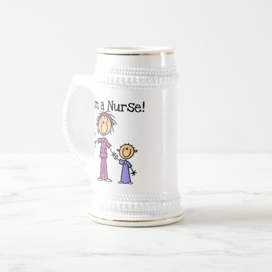 Ik ben een verpleegster T-shirts en geschenken Bierpul (Voorkant links)