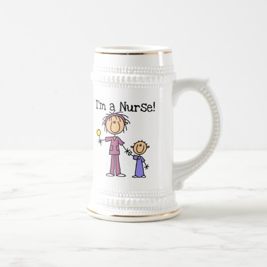 Ik ben een verpleegster T-shirts en geschenken Bierpul (Rechts)