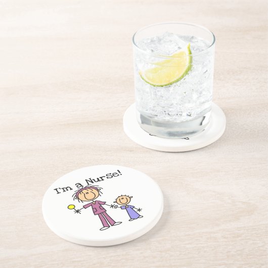 Ik ben een verpleegster T-shirts en geschenken Zandsteen Onderzetter (Zijkant)