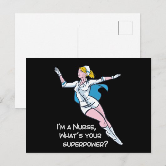 Ik ben een verpleegster wat je superkracht is briefkaart (Voorkant / Achterkant)