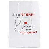 Ik ben een verpleegster, wat je supermacht is medium cadeauzakje (Achterkant)