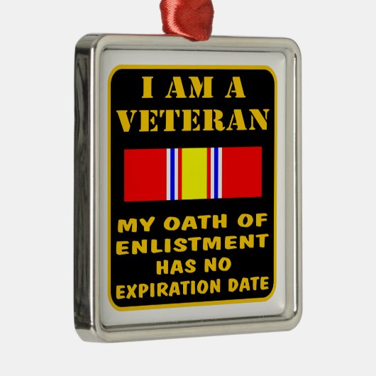 Ik ben een veteraan die mijn eed van inschrijving metalen ornament (Rechts)