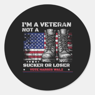 Ik ben een veteraan, geen sukkel of een loser Harr Ronde Sticker