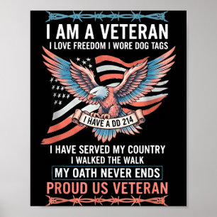 Ik ben een veteraan ik hou van vrijheid ik droeg h poster