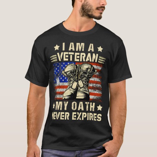 Ik ben een veteraan Mijn eed verloopt nooit Vetera T-shirt (Voorkant)