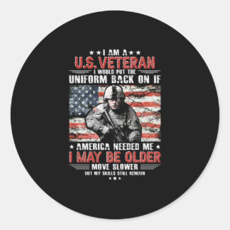 Ik ben een veteraan uit de V.S., ik kan langzamer Ronde Sticker