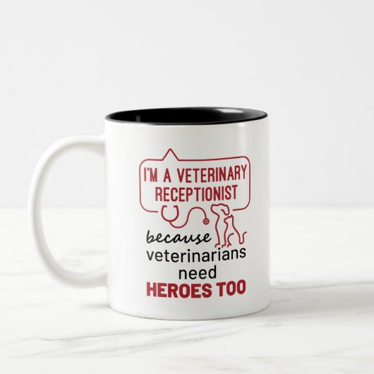 Ik ben een veterinair receptionist omdat Heroes Qu Tweekleurige Koffiemok (Links)
