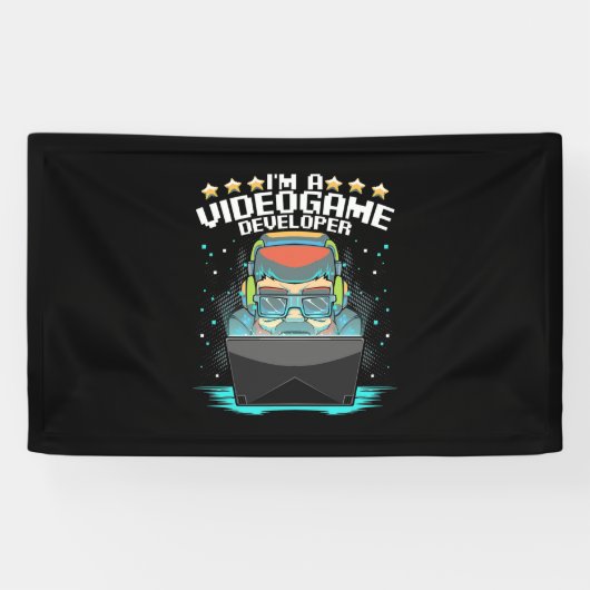 Ik ben een videospelontwikkelaar spandoek (Horizontaal)