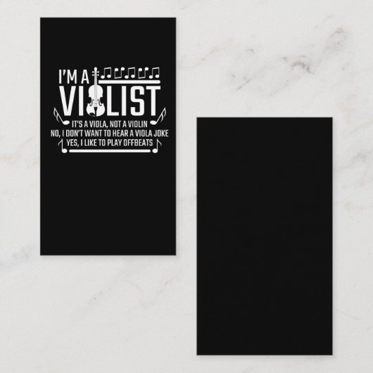 Ik ben een Violist, maar Viola niet Violin Sarcasm Visitekaartje (Voorkant / Achterkant)