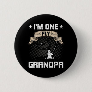 Ik ben één vlieg opa fly fishing opa  ronde button 5,7 cm