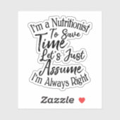 Ik ben een voedingsdeskundige om tijd te besparen, sticker (Vel)