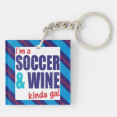 Ik ben een Voetbal & Wine Kinda Gal Keyring Sleutelhanger (Achterkant)