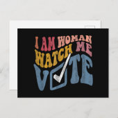 Ik ben een vrouw Bekijk mij Stem 2024 Blue Wave Briefkaart (Voorkant / Achterkant)