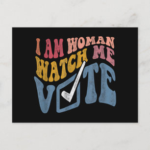 Ik ben een vrouw Bekijk mij Stem 2024 Blue Wave Feestdagenkaart