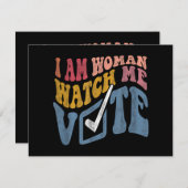 Ik ben een vrouw Bekijk mij Stem 2024 Blue Wave Feestdagenkaart (Voorkant / Achterkant)