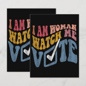 Ik ben een vrouw Bekijk mij Stem 2024 Blue Wave Informatiekaartje (Voorkant / Achterkant)