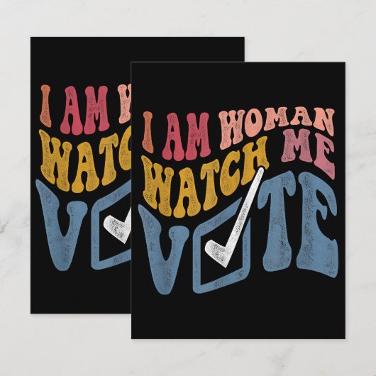 Ik ben een vrouw Bekijk mij Stem 2024 Blue Wave Informatiekaartje (Voorkant / Achterkant)